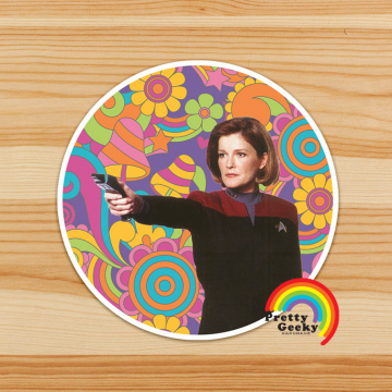 Groovy Star Trek Captain Sticker : Captain Janeway